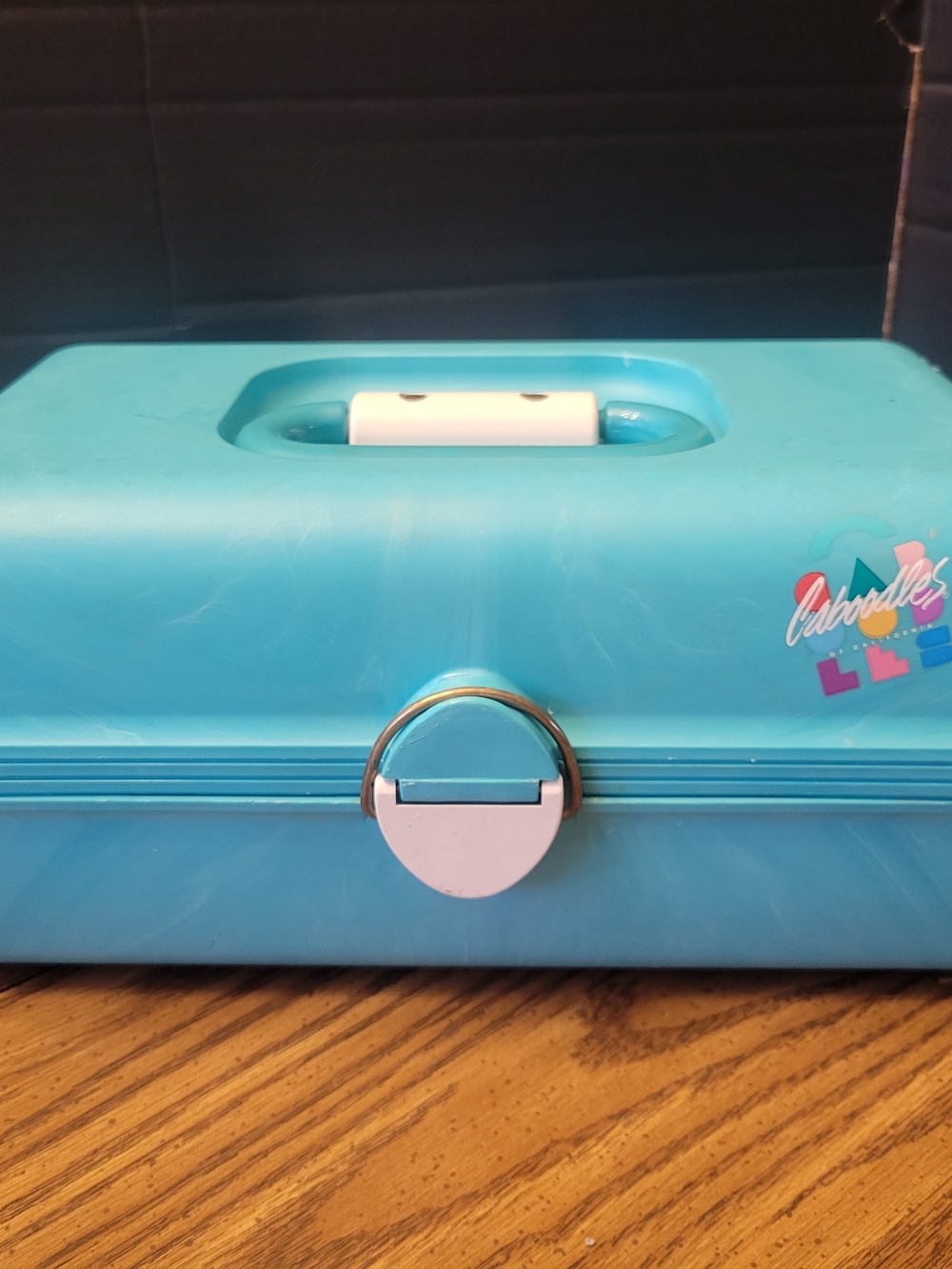1980s Caboodles of California Teal Swirl Makeup Case Vintage Retro